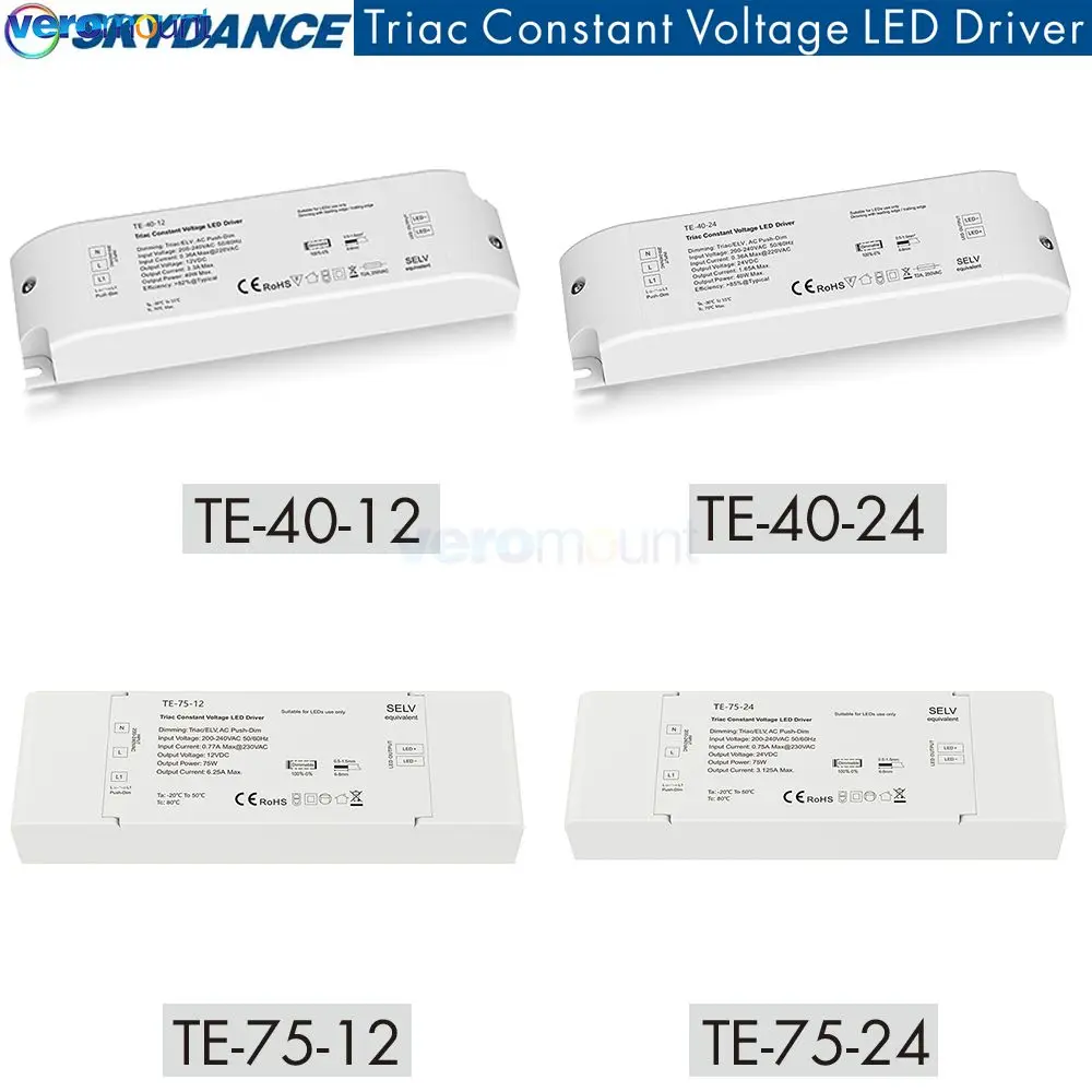 Skydance Triac Dimming Tensione costante 1 CH Uscita 12V 24V Driver LED PWM Dimmer digitale Adatto per illuminazione a LED AC Push-Dim