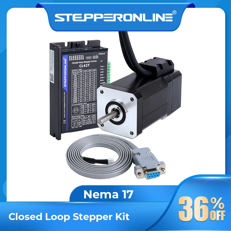 STEPPERONLINE Nema 17 Closed Loop Stepper Motor Kit 0.8Nm Nema17 Stepper Motor and Servo Driver CNC Kits