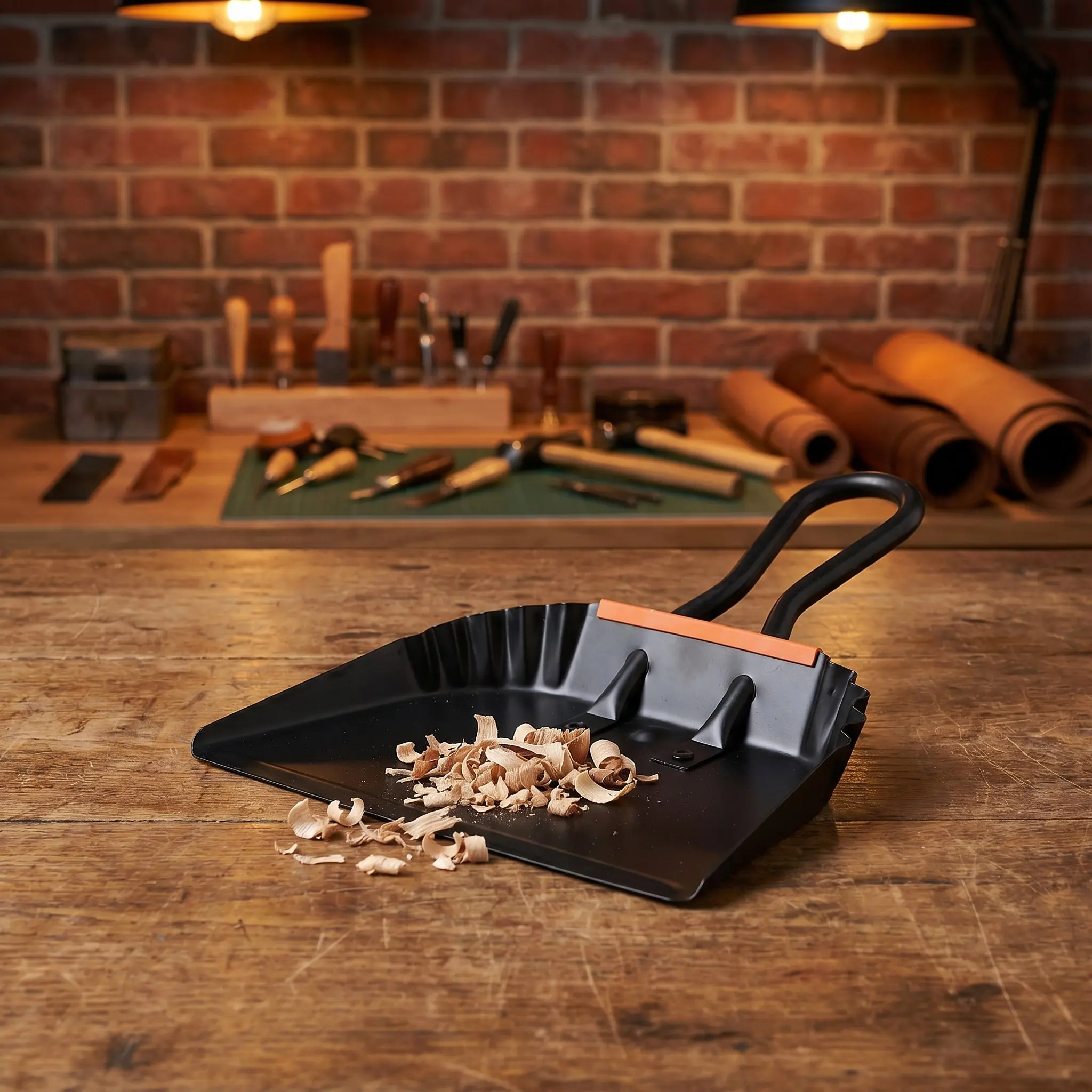 Small Iron Dustpan Heavy Duty Metal Dust Pan with Handle Compact Sweeping Tool for Kitchen Office Home Efficient Cleaning Wide