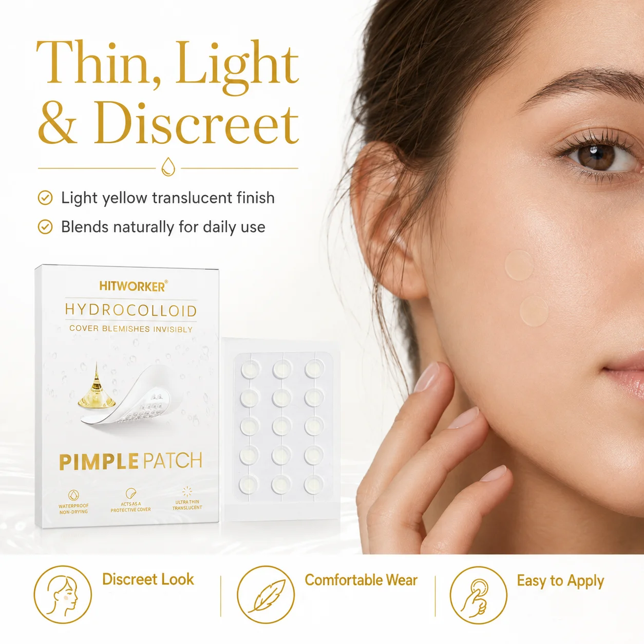 Hydrocolloid Pimple Patch, 495 pieces per pack — High-quality hydrocolloid acne patches. Cleanses pores, covers acne,