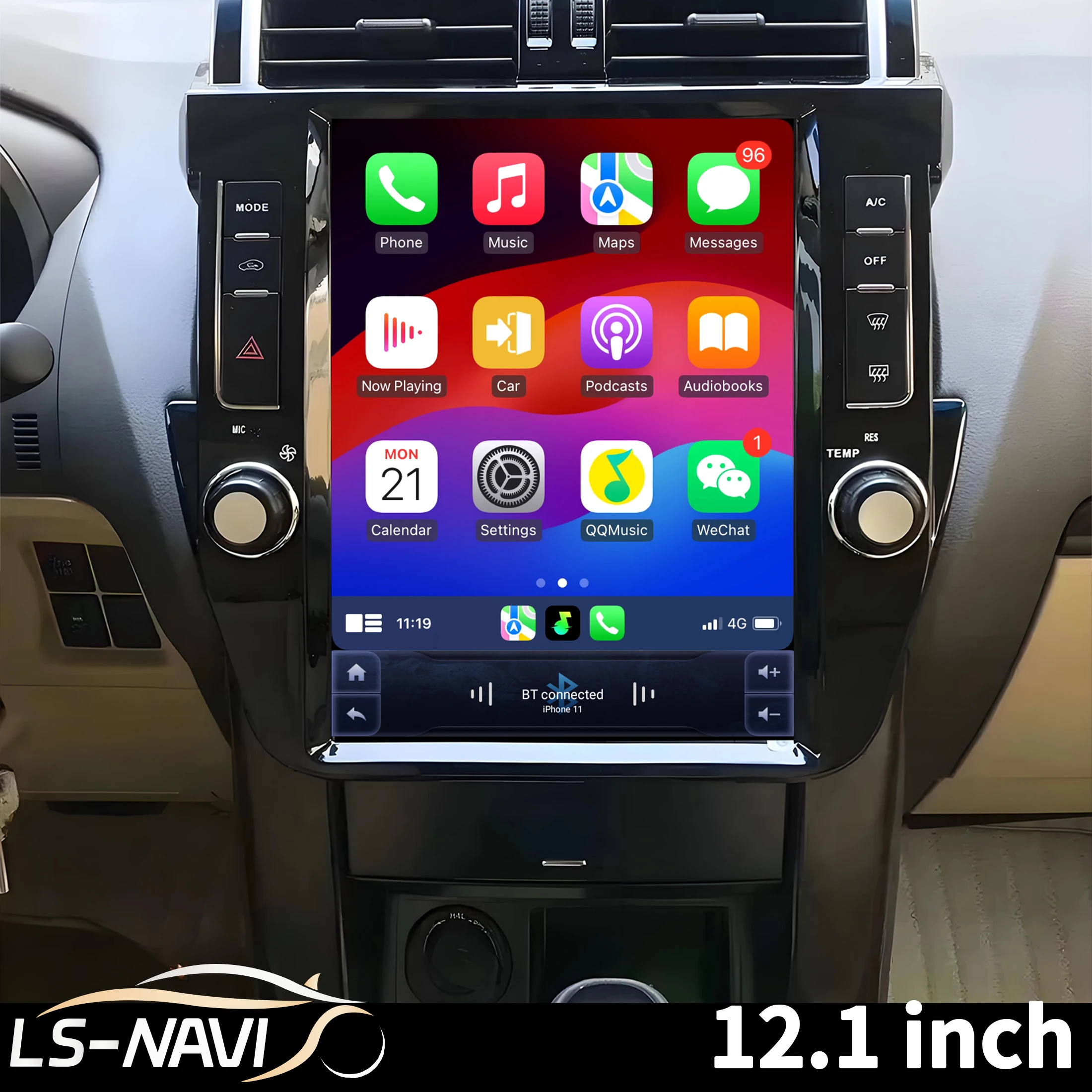 

12,1-дюймовый автомобильный радиоприемник для Toyota Land Cruiser Prado 150 2010-2017 Android 14 4G, беспроводной Bluetooth CarPlay, экран LC150, головное устройство