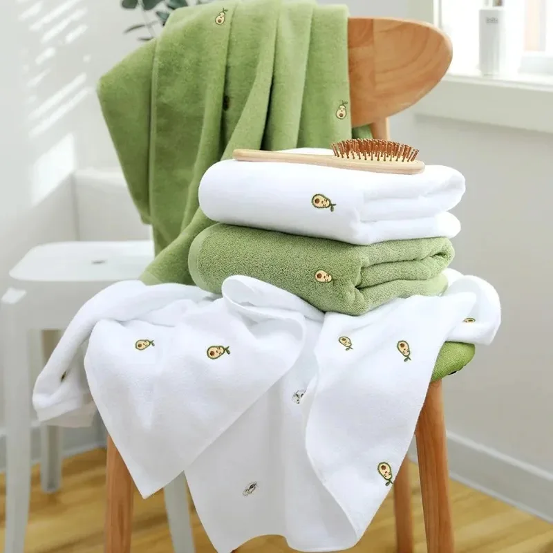 Cotton Body Bath Towels 140x70 for Adult Bathroom Shower Home Garden Kids Sauna and Soft Thicken Face Towel Hqd Green Textiles