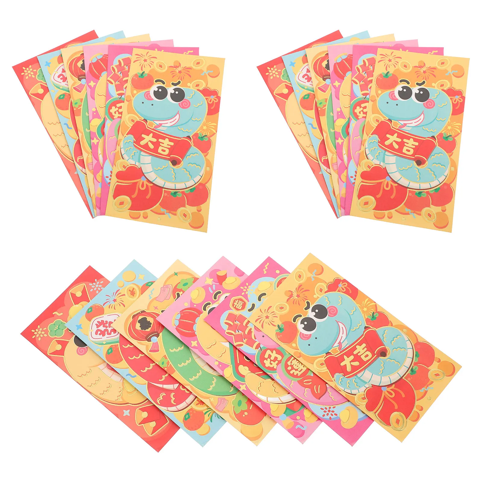 

18pcs Red Envelopes Money Envelope For Cash Vibrant Cartoon Design Multipurpose Wedding Birthday Chinese New Year Decorative