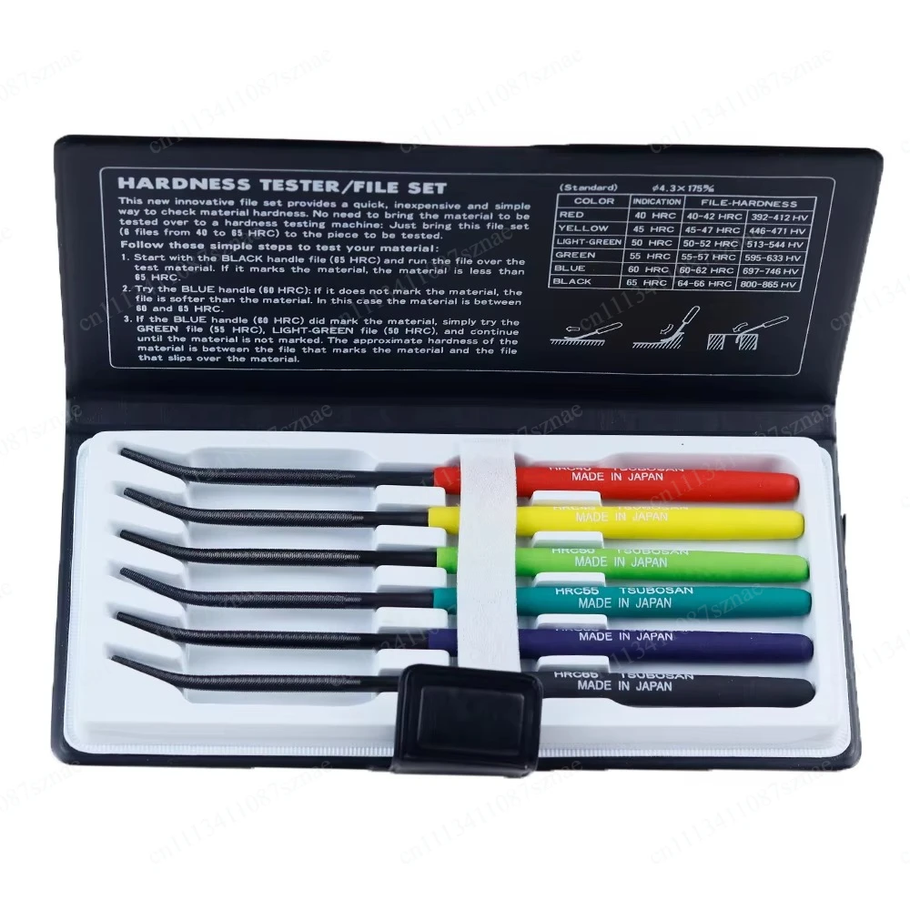 6 Pcs Set Premium Handheld Metal Hardness Tester File - 6 Color-Coded Handles for Easy Portability