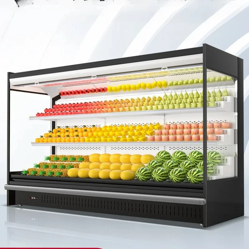 Wind Screen Counter Fruit Preservation Supermarket Commercial Vertical Beverage Spicy Hot Refrigerated Display Cabinet