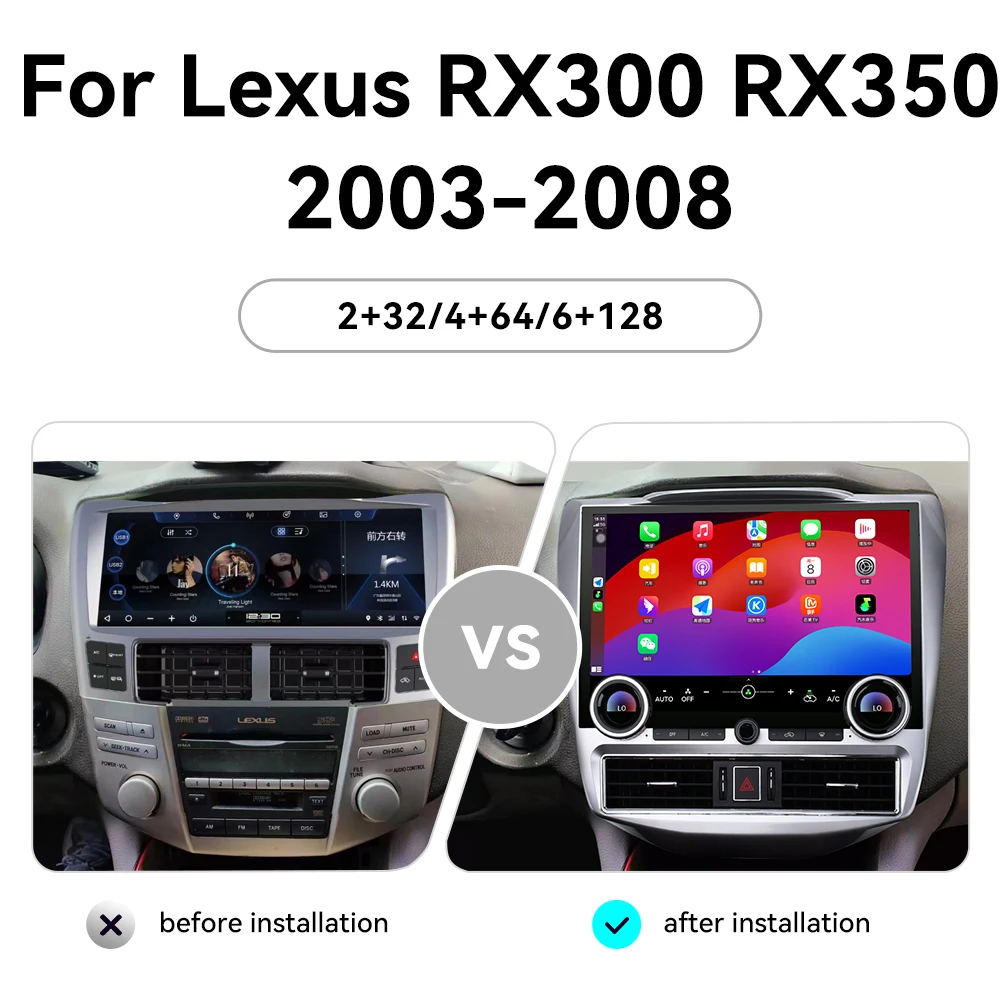 Car Multimedia Stereo Radio Android Screen For Lexus RX300 RX350 2003 2004 2005 2006 2007 2008 GPS Navigation Carplay Head Unit