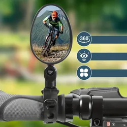 1/2PC Bike Mirror 360 Degree Adjustable Rotatable Handlebar Mirror Wide Cycling Rear View Mirror Accesorios Bycicle Accessories