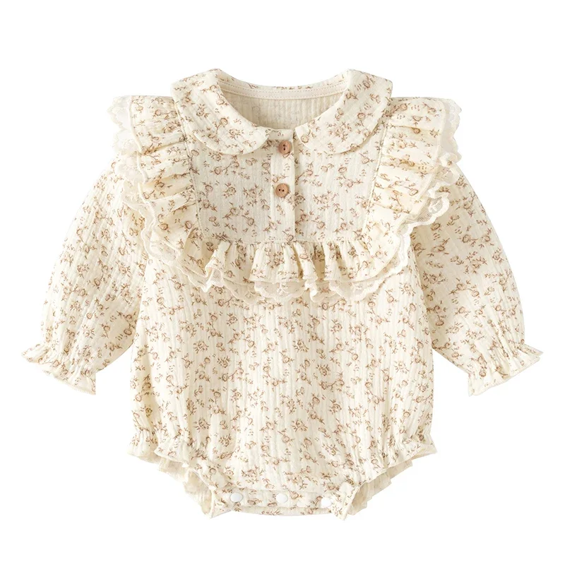 

Новинка 2023 года, осенний комбинезон для маленьких девочек, хлопковый комбинезон с длинными рукавами и принтом для маленьких девочек, одежда для маленьких девочек 0-24 месяцев