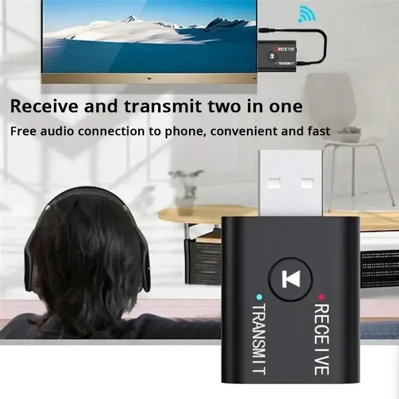 Bluetooth 5.0 Audio Receiver Transmitter 2 IN 1 RCA 3.5mm 3.5 Jack AUX Stereo Music USB Wireless Adapter for TV Car PC Speaker