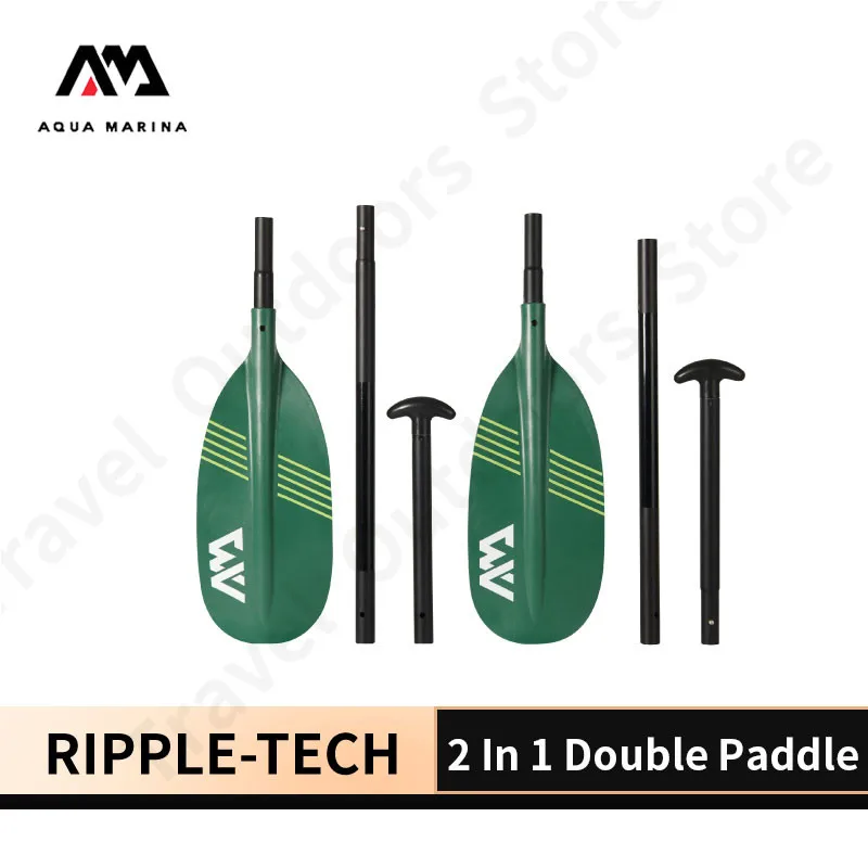 AQUA MARINA RIPPLE-TECH Canoe Paddle 2-in-1 canoeing Double Bladed Rowing Oars 230cm 4-section Portable Paddle