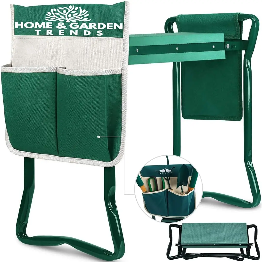 

Foldable Garden Kneeler Seat with Tool Pouch, Heavy Duty & Lightweight for Knee and Back Pain Relief, Perfect Gardening Gift