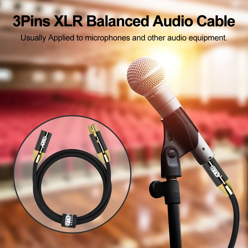 EMK XLR Cable 3 Pin Balanced Cable Microphone Lead XLR Male to Female Extension Mic Cord For Mixer, Speaker, Studio Recorder