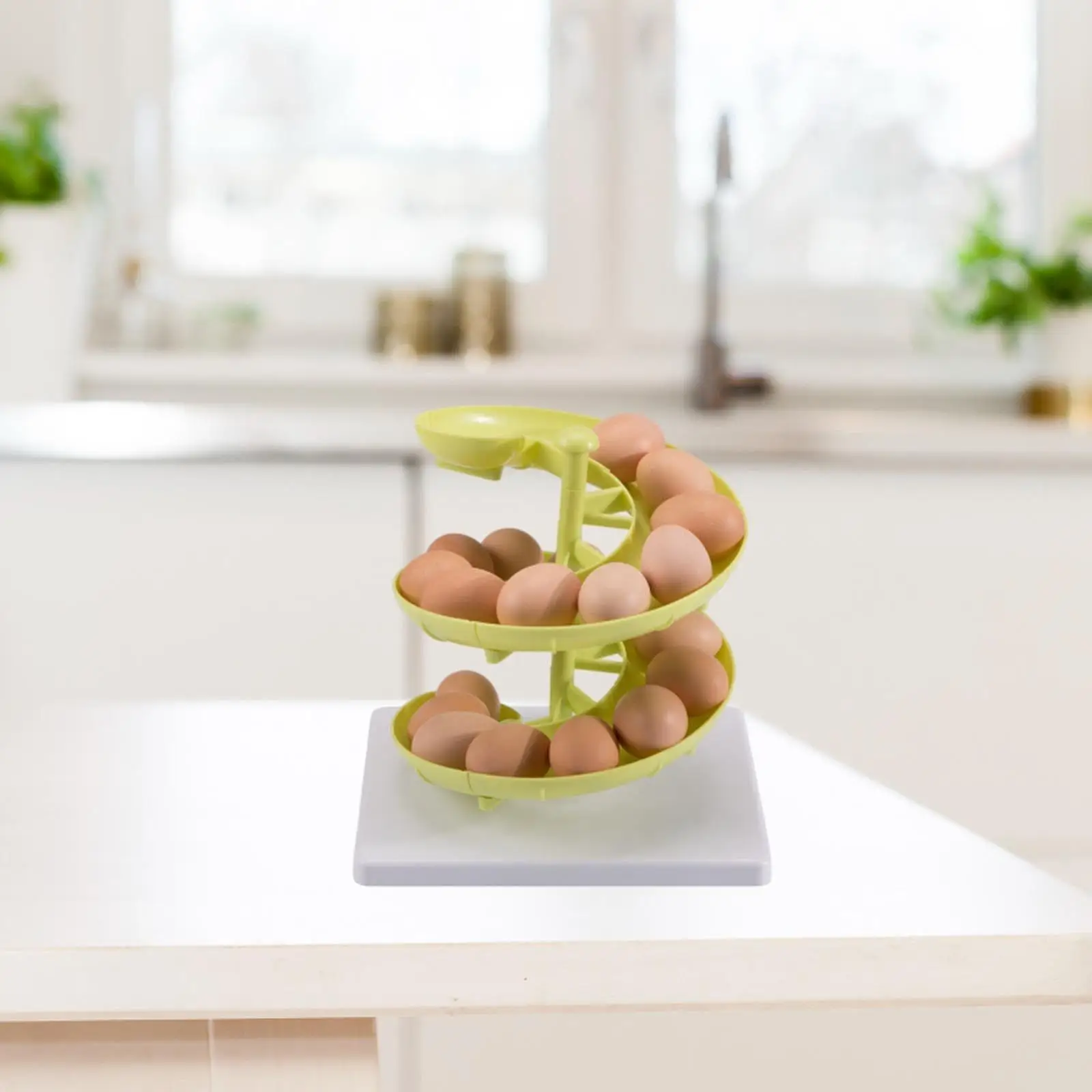 Spiral Egg Dispenser Rack,Egg Storage Container,Kitchen Storage Display Egg Holder Egg Organizer for Pantry Counter