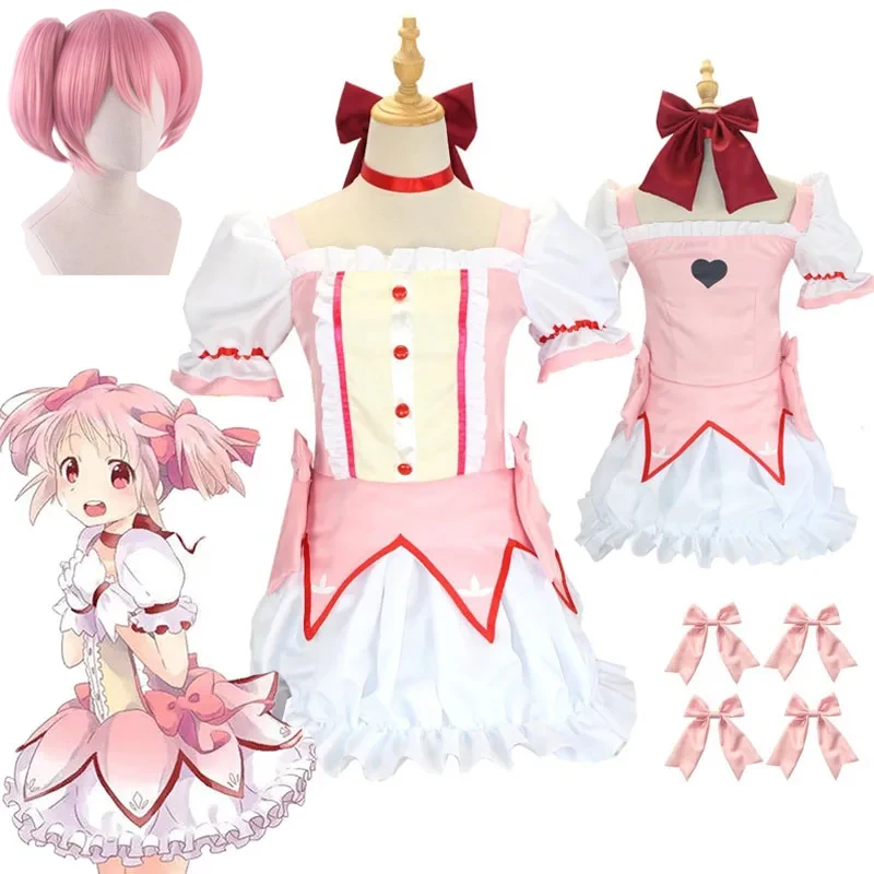 Anime Magical Girl Kaname Madoka Cosplay Costume Magica Kaname Dress Wig Kaname Madoka Outfits for Comic Con