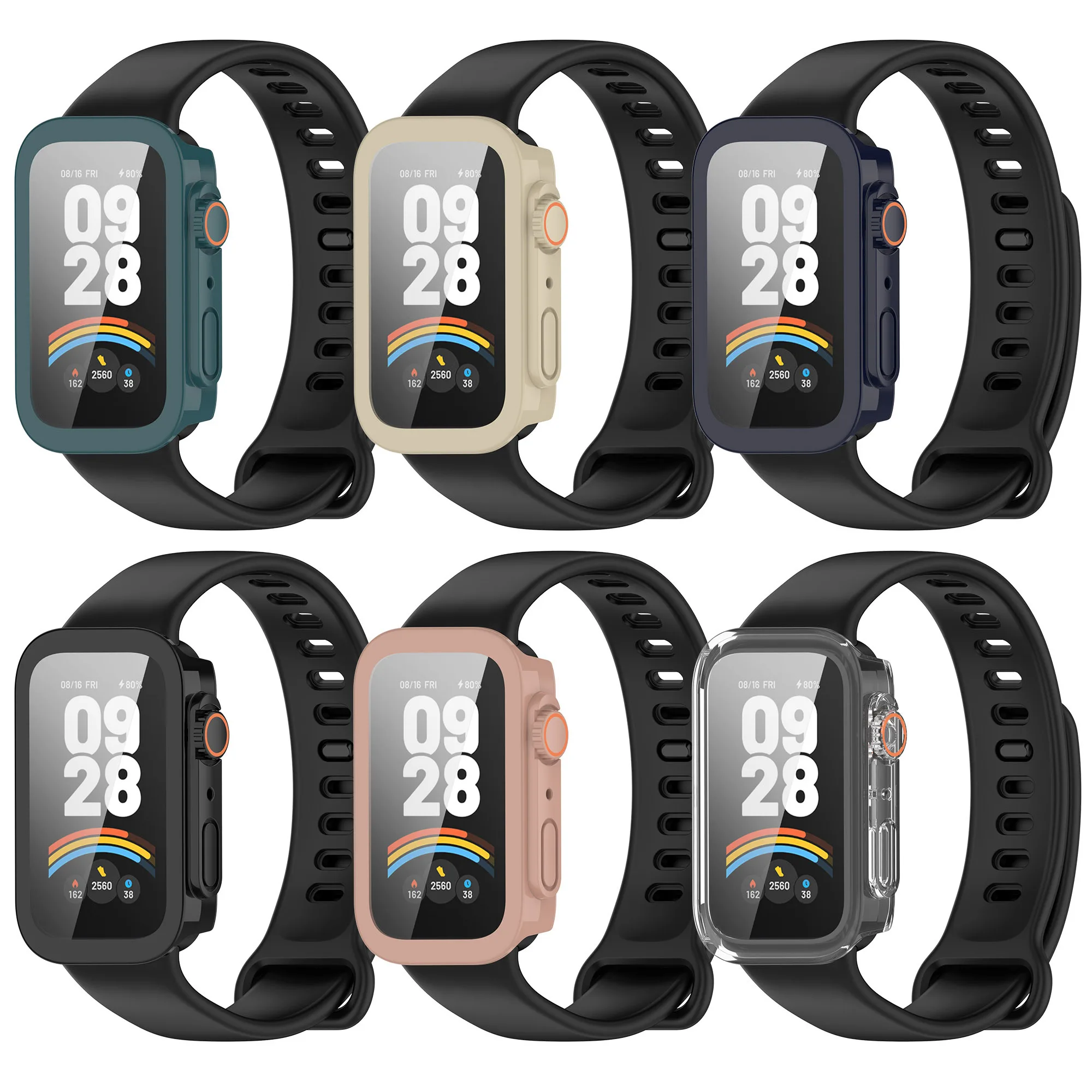 Чехол из стекла + ПК для Xiaomi mi Band 9, активные аксессуары, универсальный обновленный бампер, защитная пленка для экрана для Redmi Band 3, чехол