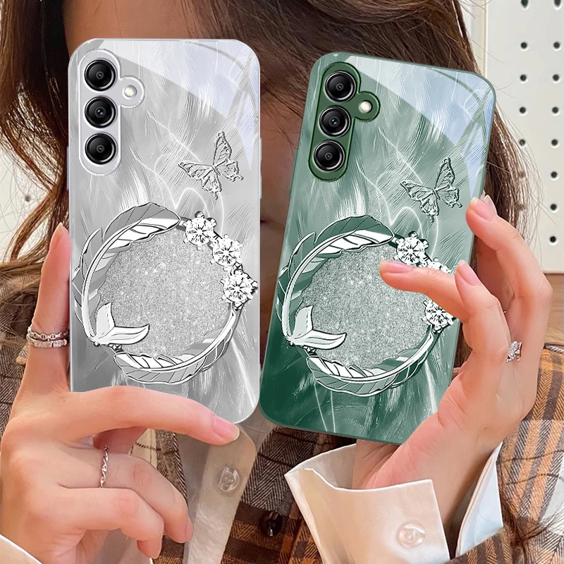 

High end iris flower For Samsung Galaxy A14 4G 20 30 52 20S 21S 22 A32 33 34 42 50 51 53 54 70 71 72 73 5G Glass Phone Case