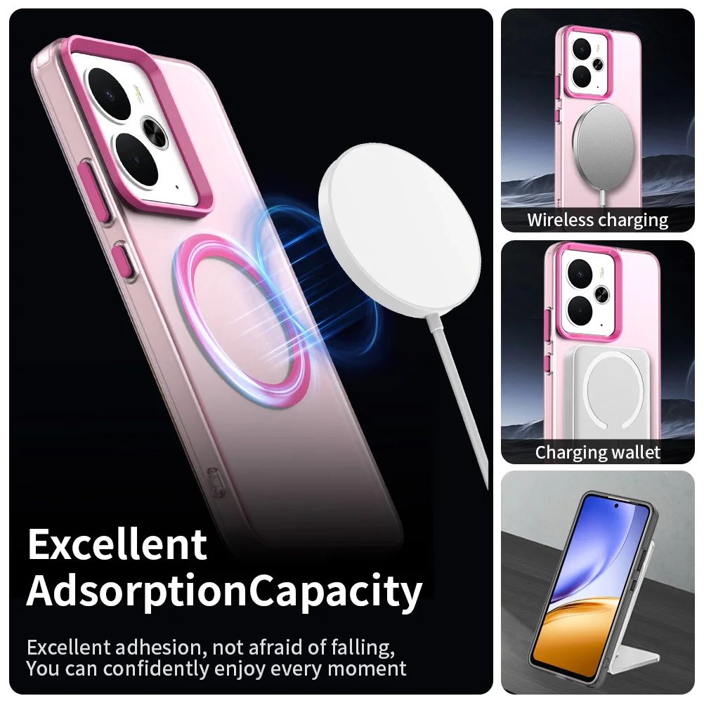 حافظة فاخرة مضادة للصدمات لهاتف Realme 14/14 Pro Realme 14 Pro + 5G لهاتف Magsafe غطاء كمبيوتر لاسلكي مغناطيسي غير لامع #4