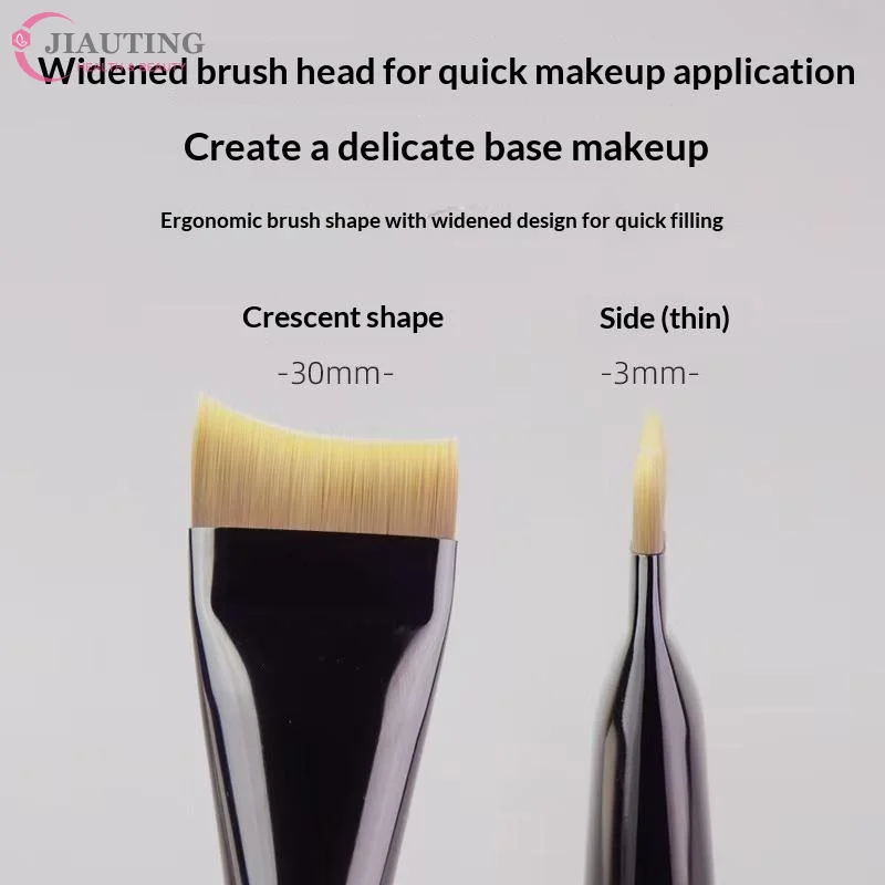 1 Pincel de Base Ultrafino com Cerdas de Nylon Hipoalergênicas, Formato Plano e Curvo, Perfeito para Contorno Facial e Maquiagem