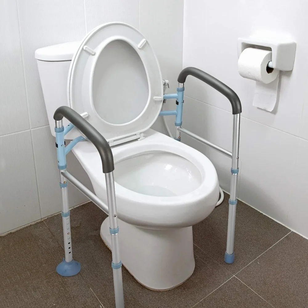 Stand Alone Toilet Safety Rail - Heavy Duty Medical Toilet Safety Frame for Elderly, Handicap and Disabled - Adjustable Bathroom