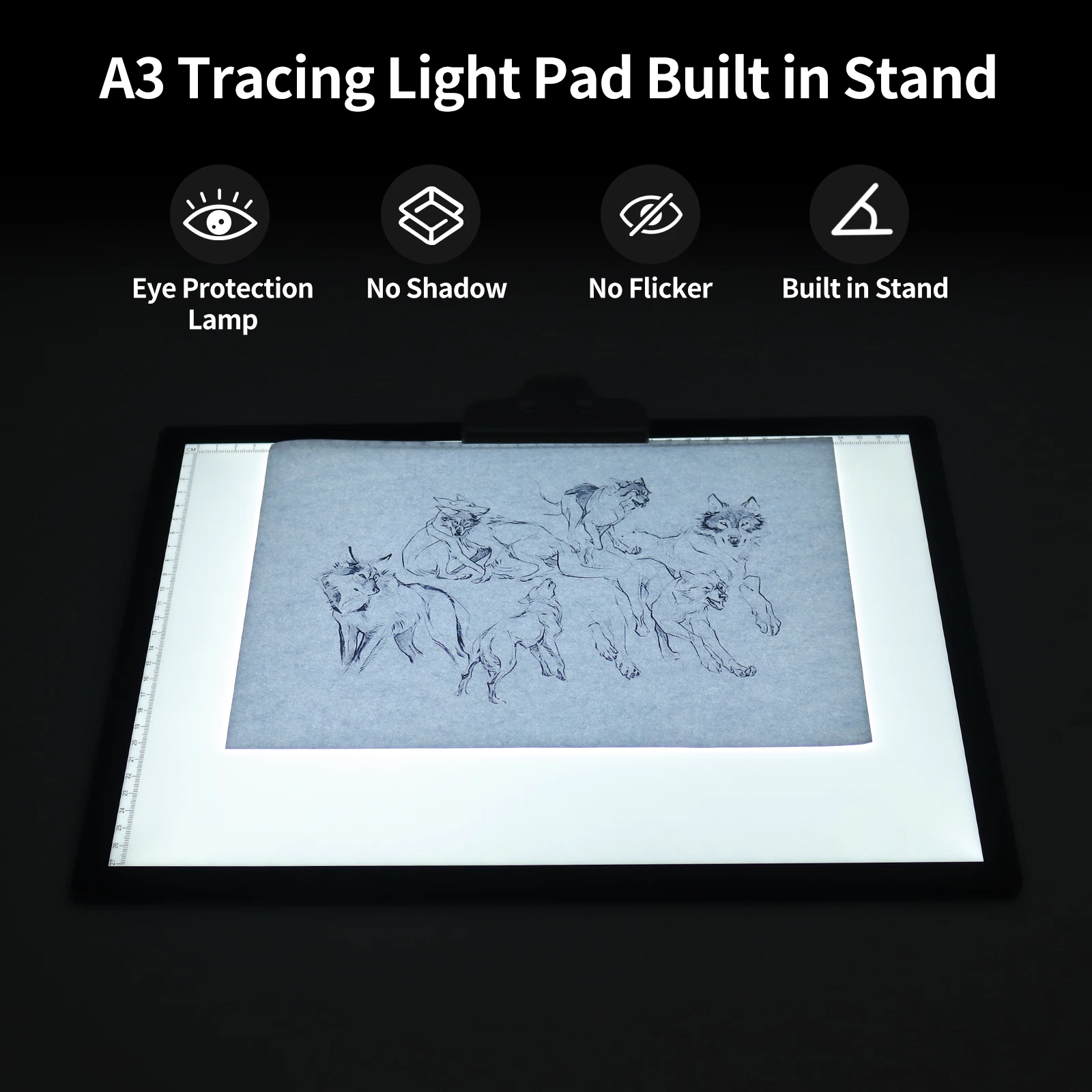 Wireless A3 LED Light Pad with 3000mAh Rechargeable Battery, 3 Colors Stepless Dimmable and 6 Brightness Levels Adjustment Light