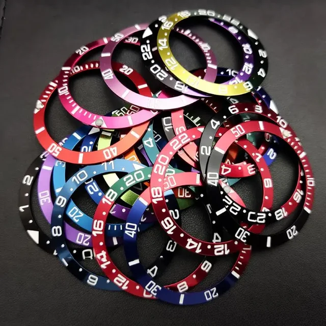 38x30.5mm Aluminiowy pierścień bezelowy GMT Styl Zegarek Bezel Wkładka Pasuje do SUB 40mm Męskie etui na zegarki Wymień części Wkładka bezelki do nurkowania