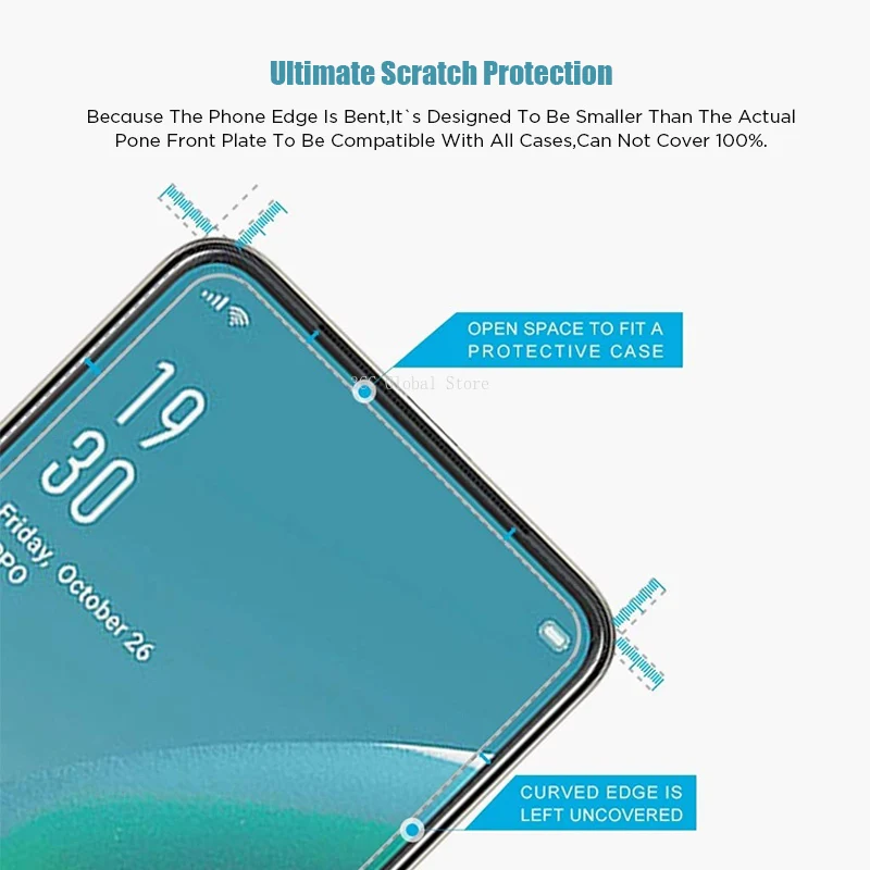 Transparentes folien schutz glas für oppo reno 2z 4 5g lite 3 2 ace sicherheits gehärteter schutz für oppo find x2 lite f17 pro 9h