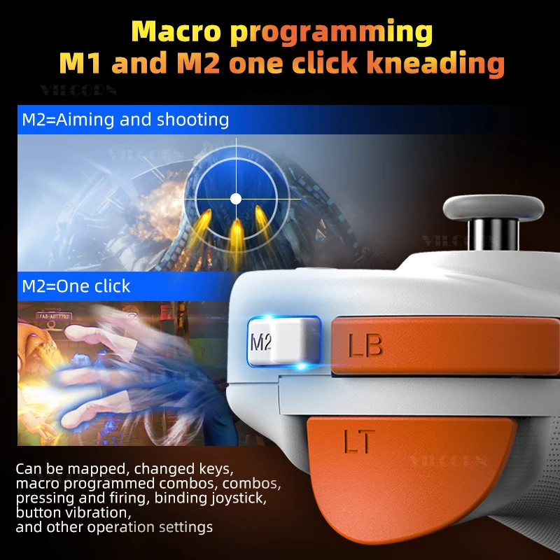 D8Pro Tablet RGB Gaming Controller FPS Mobile Gamepad For Android IOS PS4 Switch PC Hall Trigger Joystick with M1M2/Turbo/6-Axis