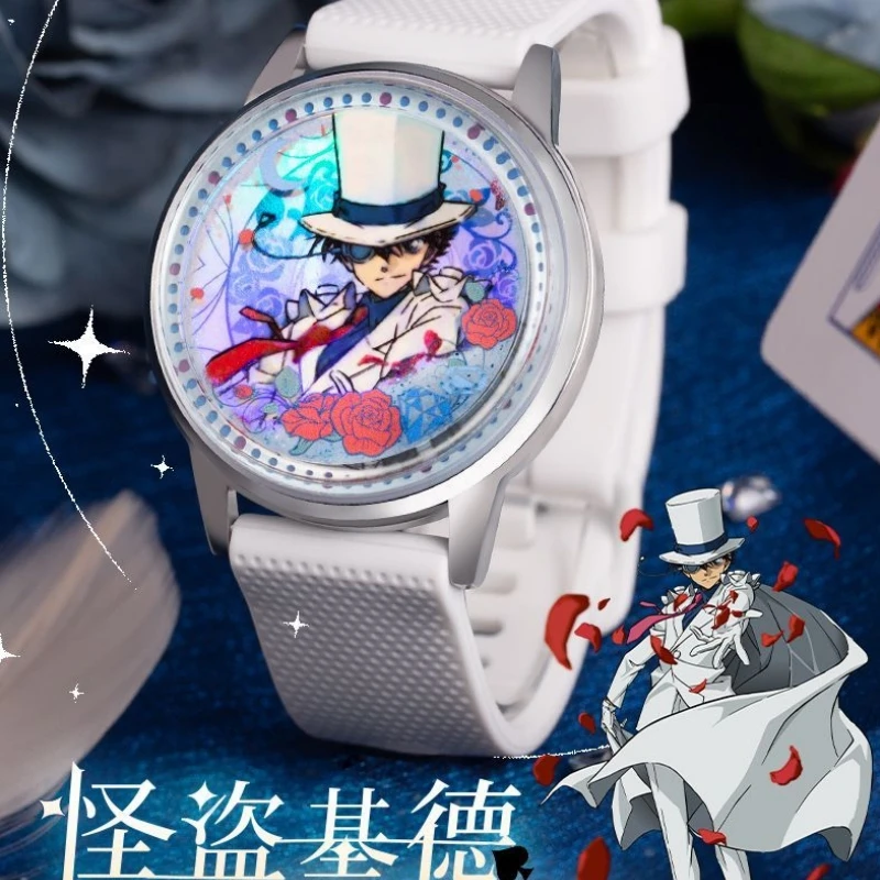 

Genuine Detective Conan Anime Magic time Kiddo Laser Clamshell Quartz Watch Waterproof Cosplay Character Shinichi Kids Gifts