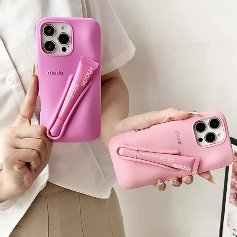 Autumn Edition Rhode Case for iPhone 17 16 15 14 13 12 11 Pro Max Plus 16E Air Soft Silicone Cover with Lip Gloss Lipstick Box - náhled 4