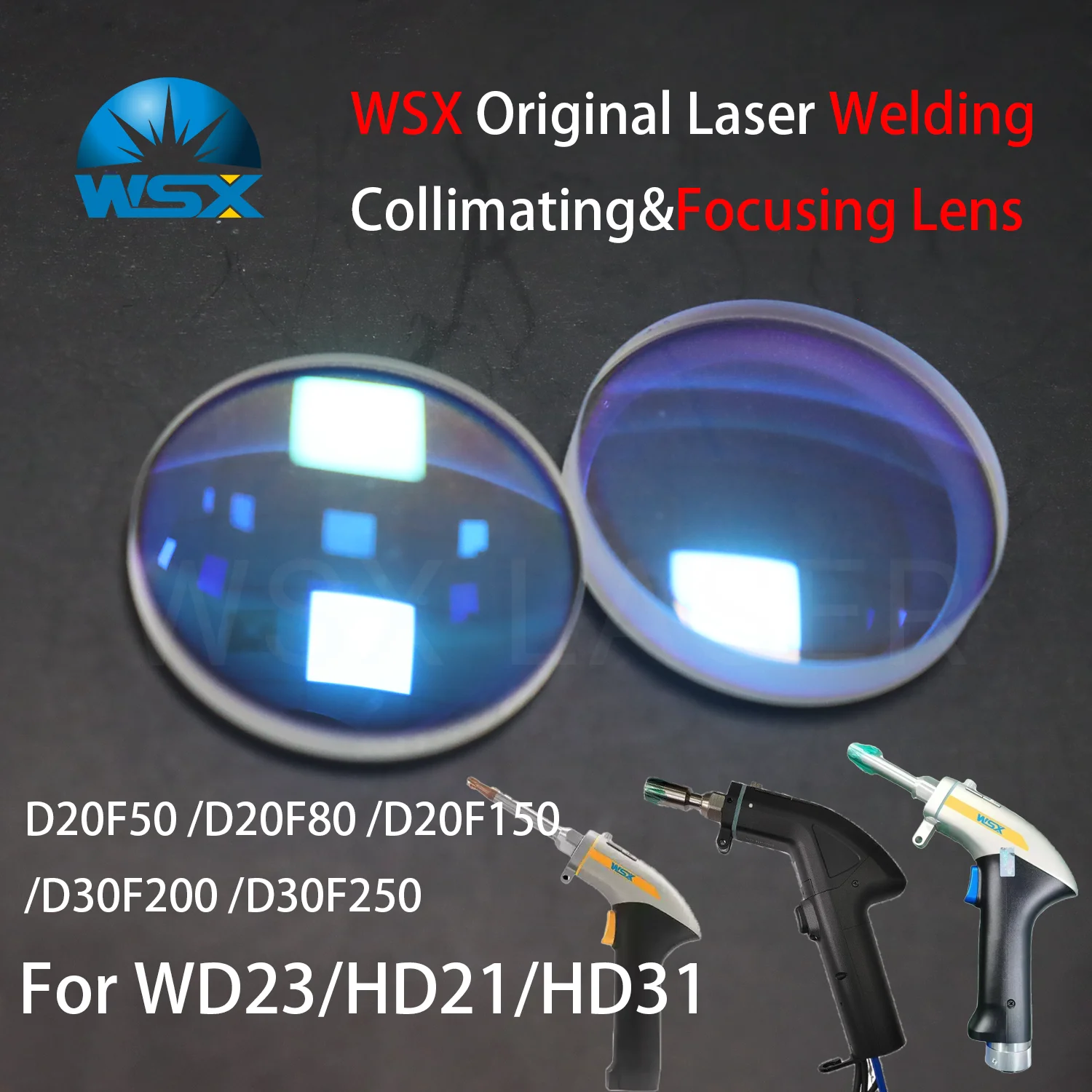 Оригинальная коллимационная линза для лазерной сварки WSX D20F50 D20F80, фокусирующая линза D20F150 для WD23 HD21 HD31, ручная лазерная сварочная головка