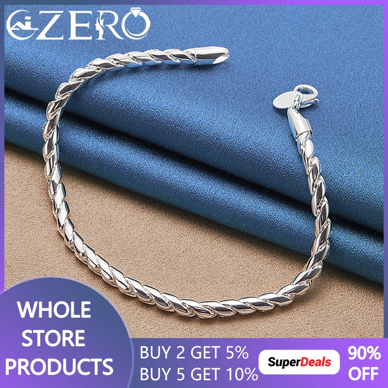 

ALIZERO 925 Sterling Silver 4MM Rope Chain Bracelet For Woman Man Fashion Charm Wedding Engagement Party Jewelry Wholesale