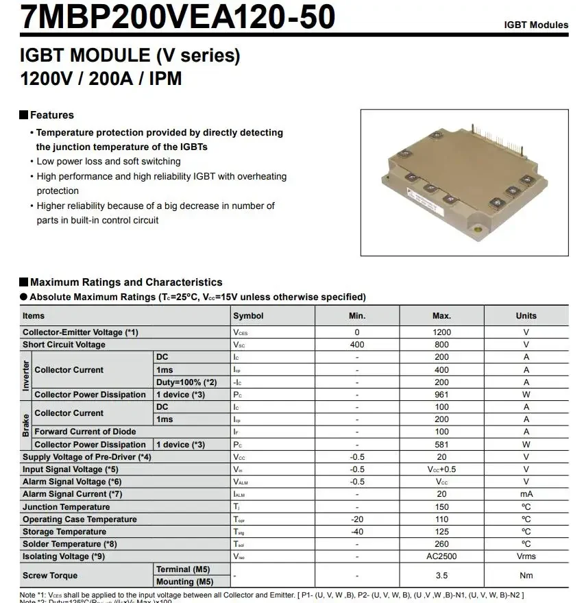 新しい& 7MBP200VEA120-50 IGBT-IPM