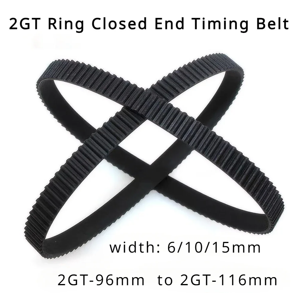 

High Performance GT2 Timing Belt for 3D Printers, Width 6mm/10mm/15mm, Closed Loop Rubber, Length Range 98mm-116mm