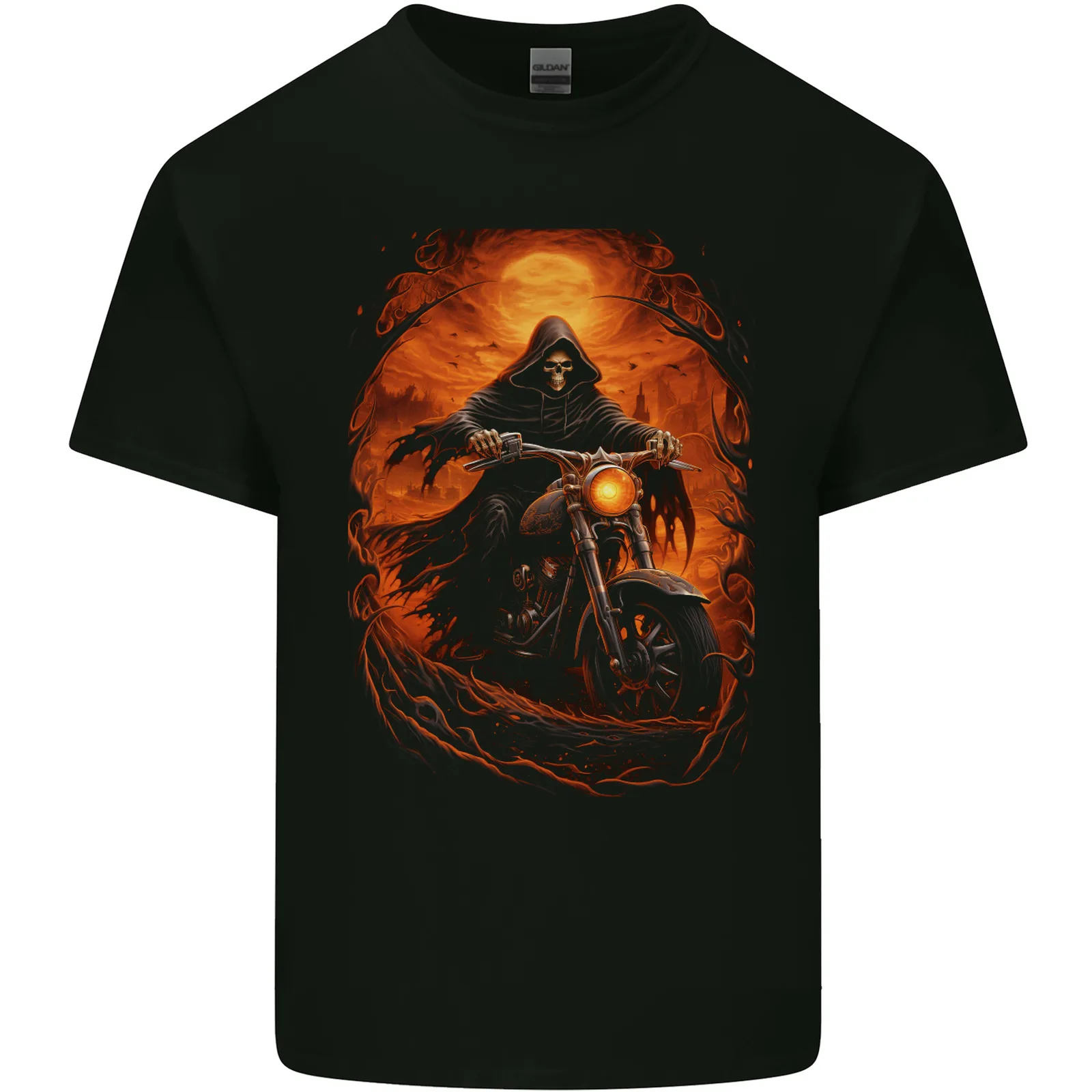 

Skull Biker Motorcycle Motorbike Grim Reaper 3 Mens Cotton T-Shirt Tee Top