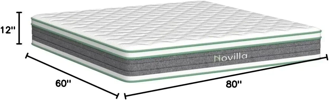 12 Inch Hybrid Mattress in a Box, Innerspring Mattress with Gel Memory Foam for a Cool Sleep, Pressure Relief, Medium