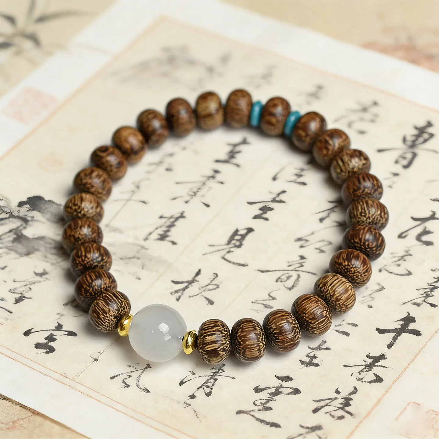 DIY Agarwood and Small Wenge Wood Abacus Bead Buddhist Bracelets for Men and Women Single Strand Wrist Mala Gifts
