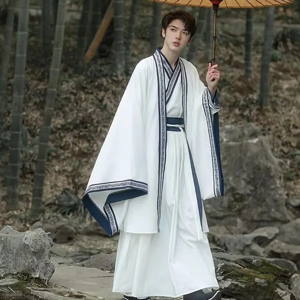 Hanfu ชุดเดรส Hanfu เอวยาวคอปกชุดจีนโบราณคนรักคลาสสิก