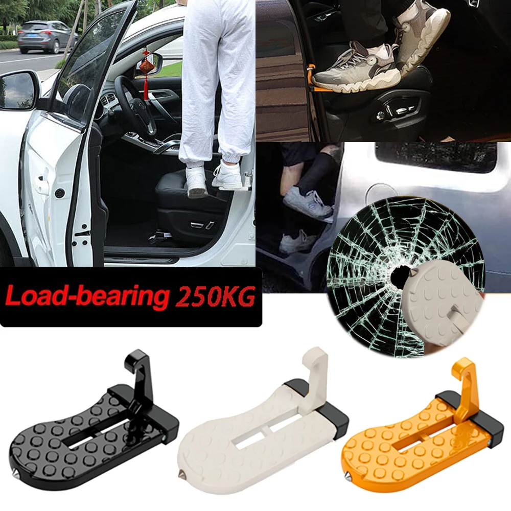 

Multifunction Car Roof Rack Step Foldable Car Door Step Universal Latch Hook Auxiliary Foot Pedal Aluminium Alloy Safety Hammer