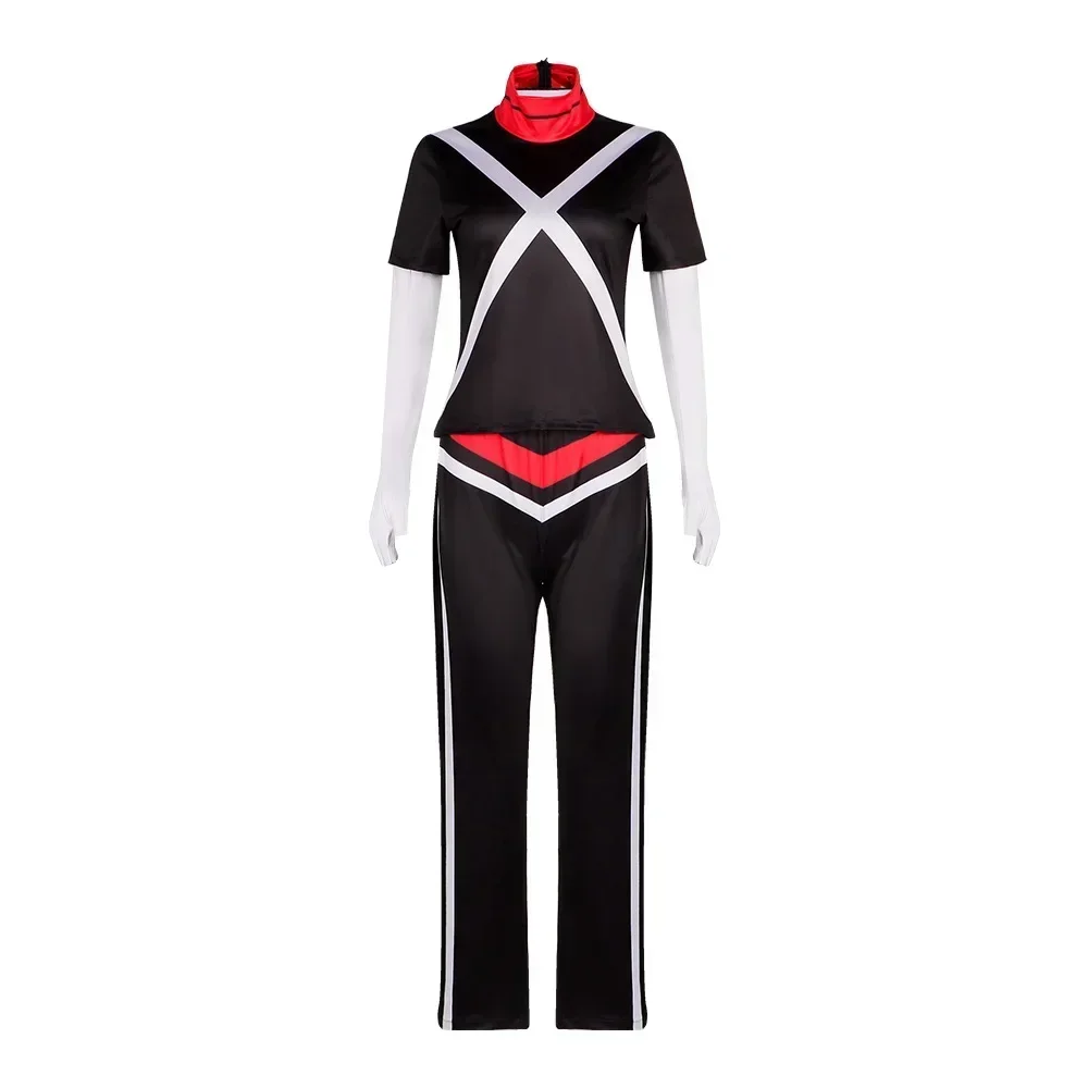 Anime Hazbin Vaggie 코스프레 의상 성인 여성 점프 슈트 블랙 바디 슈트 탑 바지 할로윈 의상 유니폼 성능