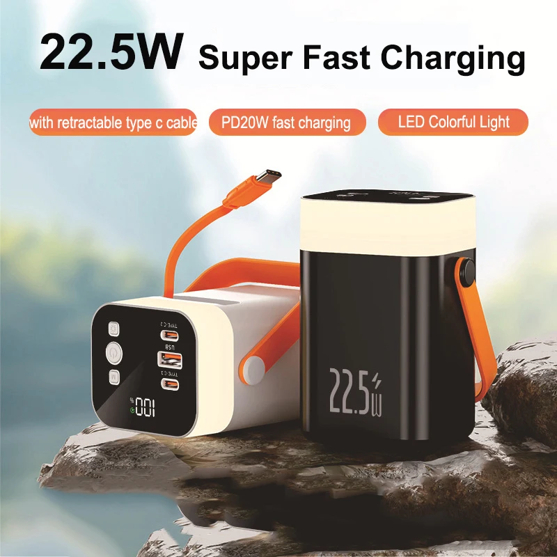 

Power Bank 50000mAh with USB C Cable PD 22.5W Fast Charging Powerbank Portable External Battery Charger for iPhone Xiaomi Huawei