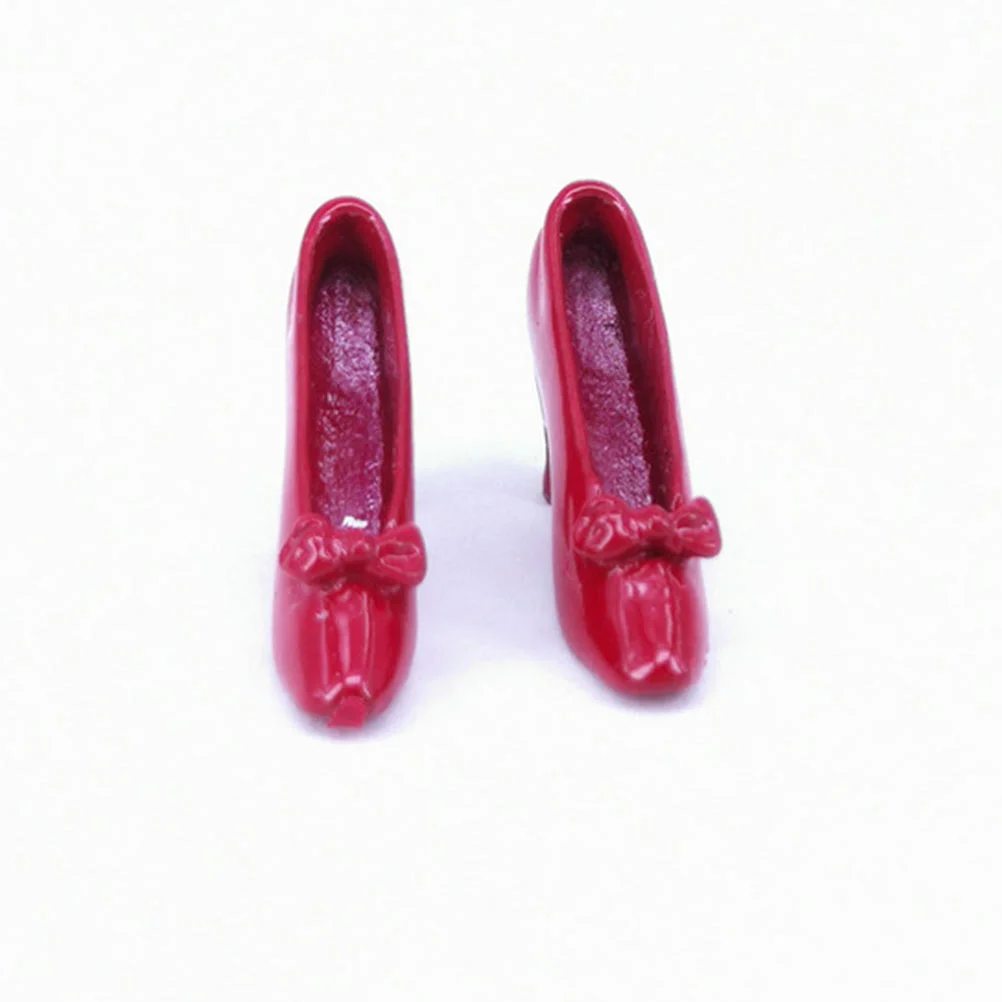 2 Pairs Princess Shoes Prop Dollhouse Costume Furnishings Dress Heels for Women Up Mini High