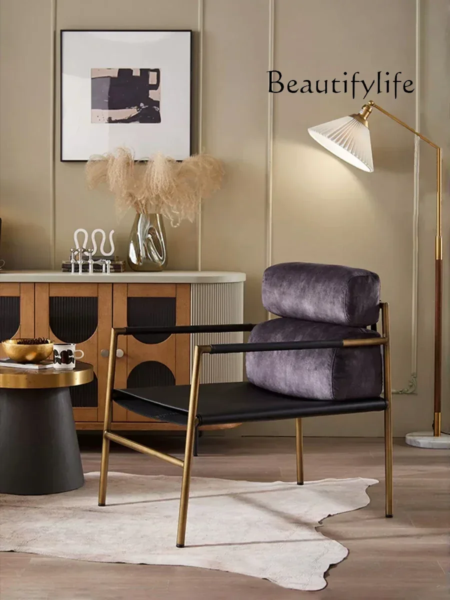 0 Single Sofa Saddle Leather Simple Recliner Light Luxury Leisure Chair