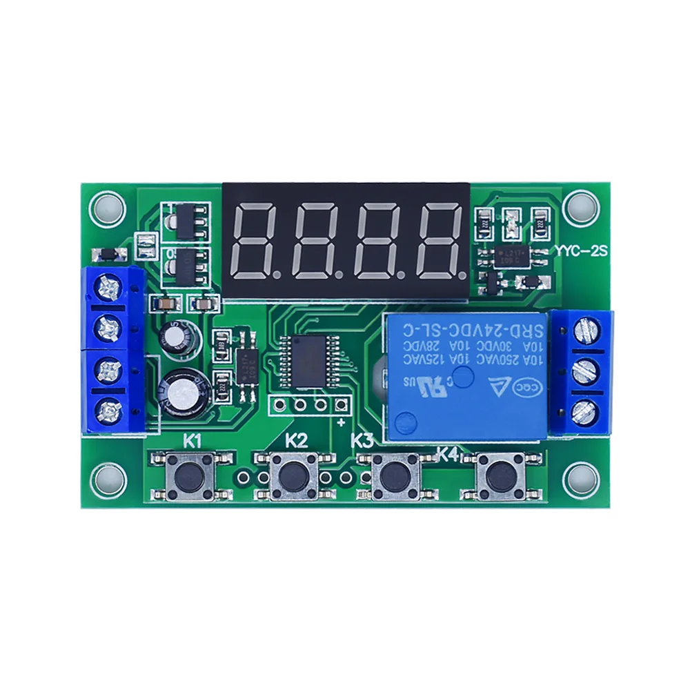 YYC-2S จอแสดงผล LED ปรับโปรแกรมหน่วงเวลาโมดูลรีเลย์ 5V12V24V เวลาคงที่ decoupling PULSE CYCLE Power off Trigger