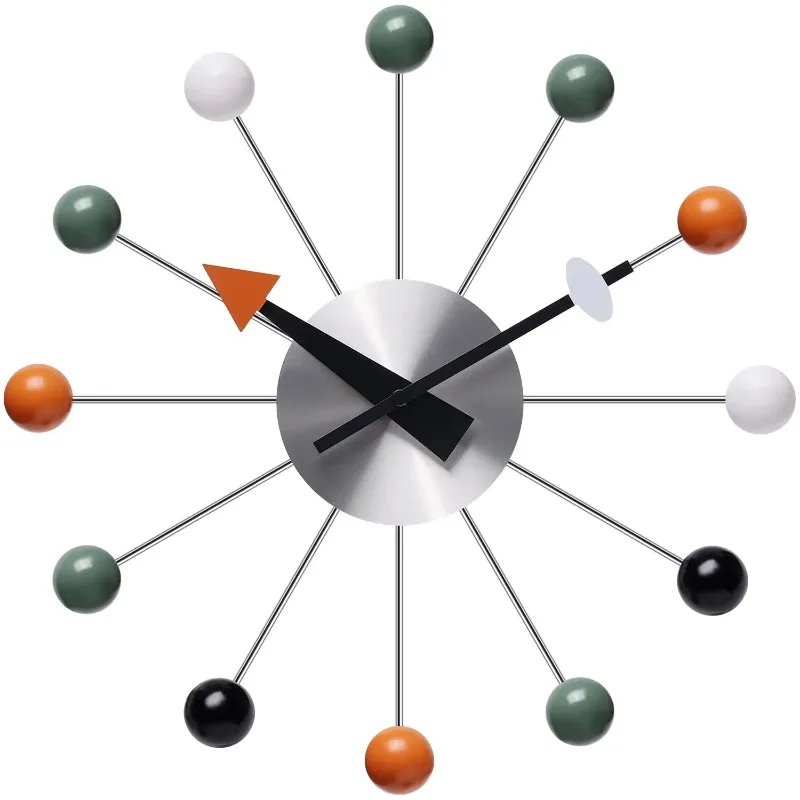 Modern Wall Clock Silent Non Ticking 13 Inch Pop Color Decorative Ball Clocks for Living Room Kitchen Office Wall Clocks