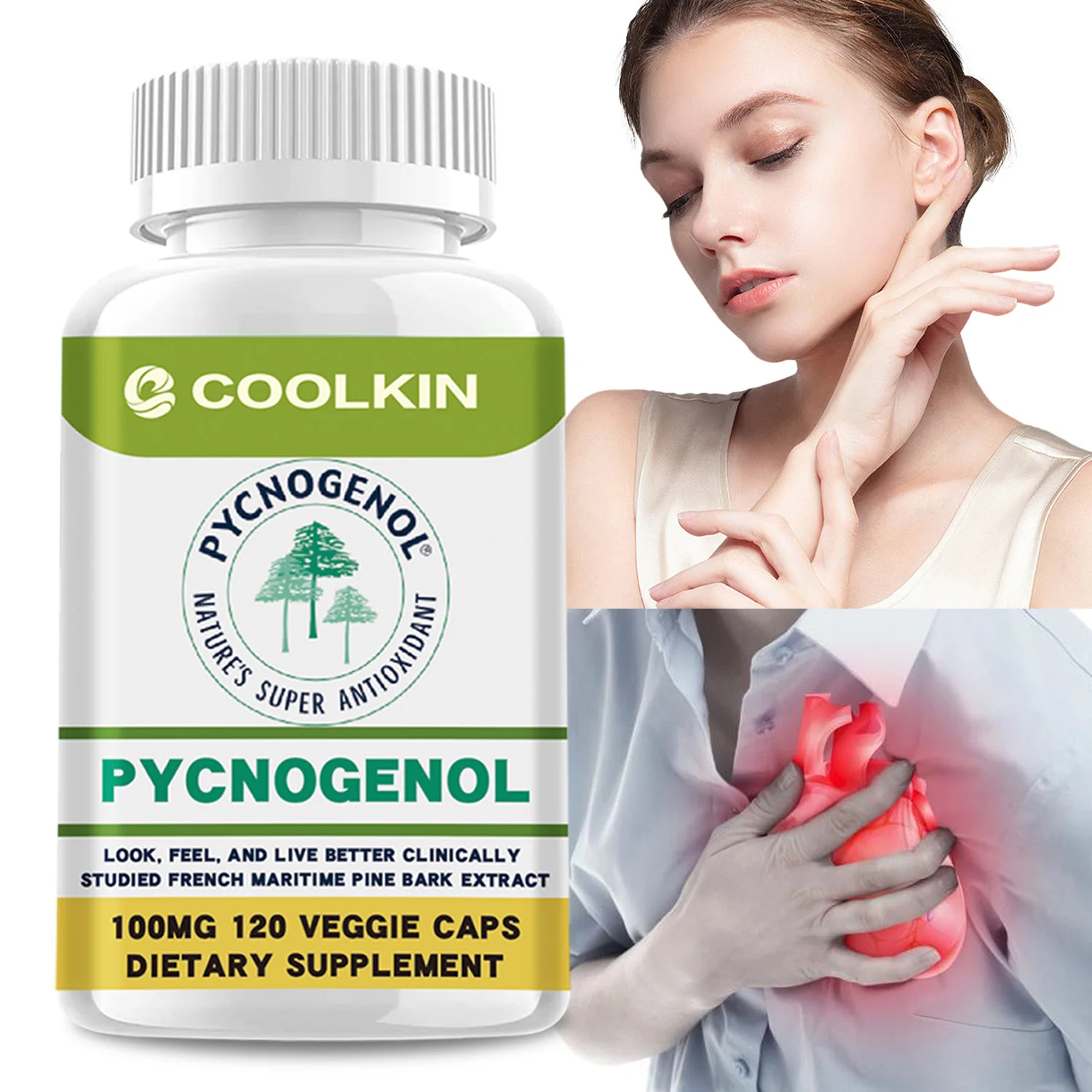 

Pycnogenol - French Maritime Pine Bark Extract,Improves Mood,Soothe Skin,Support The Circulatory System,and Heart Health,Non-GMO