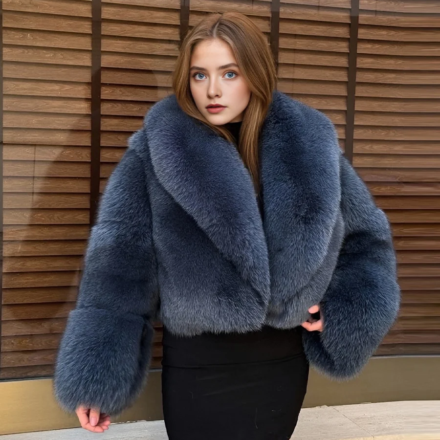 本物の毛皮のコート、イングリッシュカラー、天然のキツネの毛皮のクロップド丈の冬用ジャケット、女性用高品質ボンバージャケット