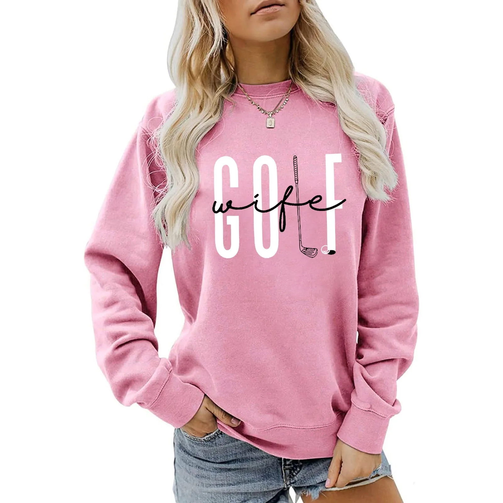 Ladies Fashion Casual Hoodie Letter Printed Round Neck Long Sleeve Shoulder Coat Elegant And Beautiful Comfortable Pullover