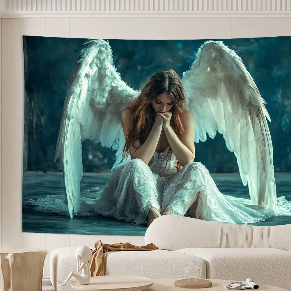 Elegant Angel Theme Tapestry, Enchanting Decorative Backdrop for Living Room Bedroom Office Party Wall Hanging