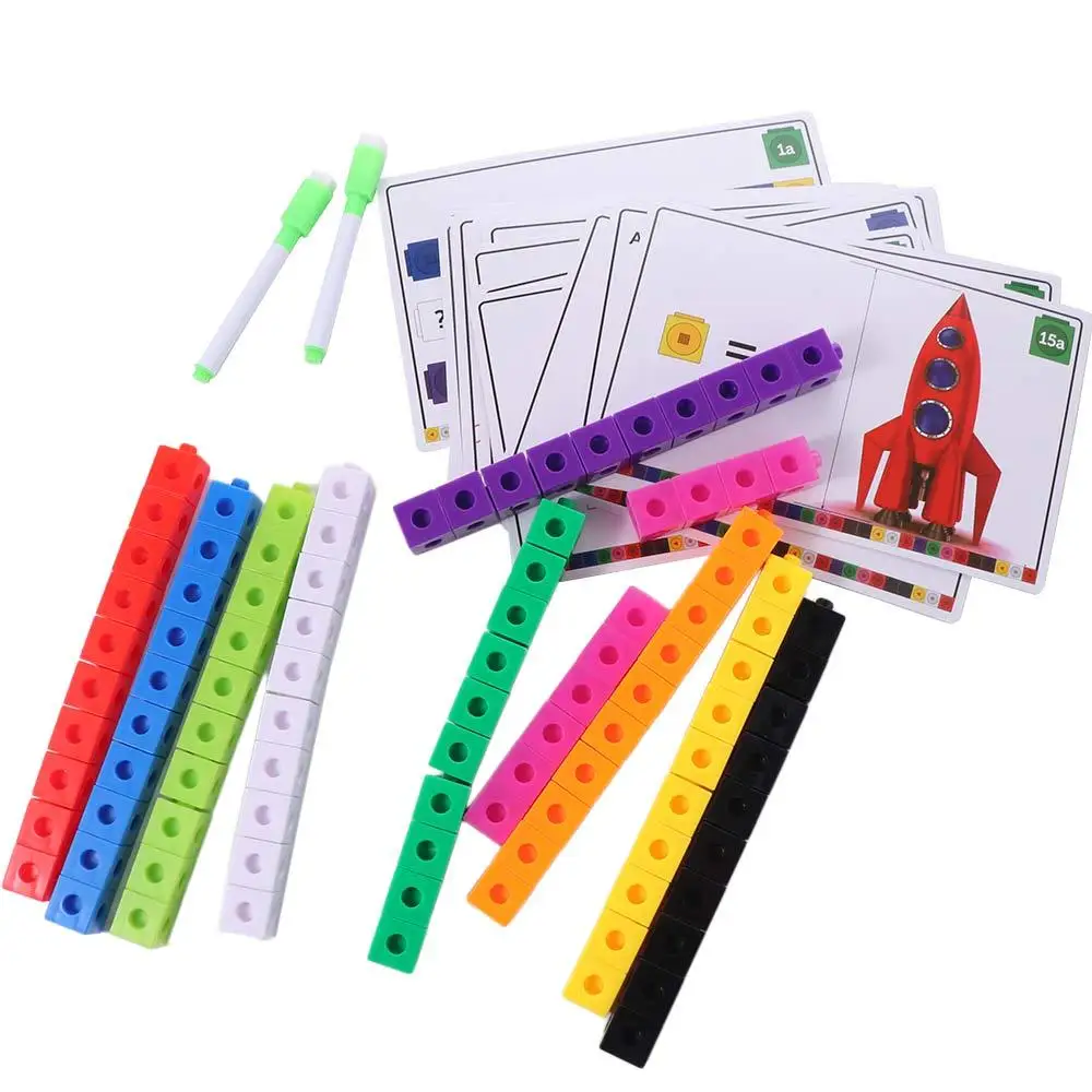 Montessori Cube Puzzle Building Blocks Multilink Counting Stacked DIY Building Blocks Cube Toys Model Portable