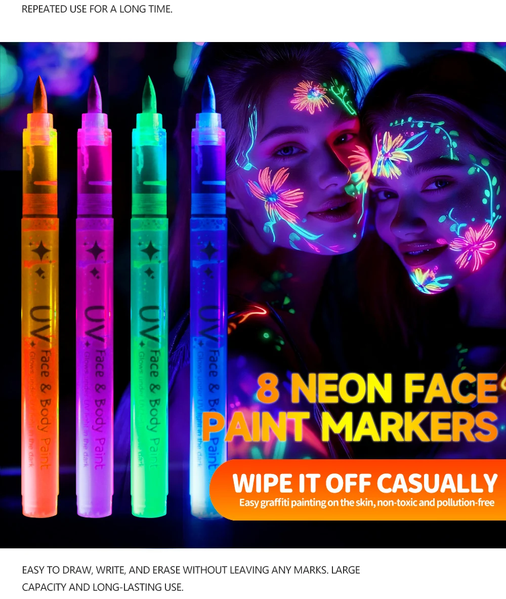 8-farbige Kunstmarker, Acryl-Marker, Halloween-Malerei, exklusive leuchtende Marker zum Malen, Zeichnen, Stein, CD, DIY als Geschenk – Detail 5